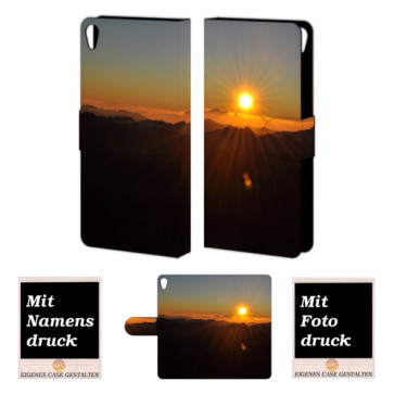 Handy Tasche Hülle mit Sonnenaufgang Bilddruck für Sony Xperia E5