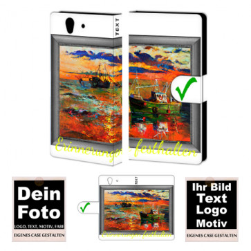 PU-Ledertasche Handyhülle für Sony Xperia Z mit Foto und Text Druck