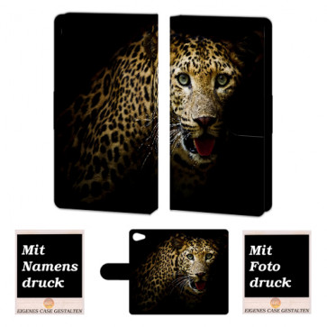 Sony Xperia Z5 Mini Schutzhülle Handy Tasche mit Leopard + Bild Druck