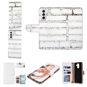 Samsung Galaxy S21 Handy Hülle Tasche mit Fotodruck Weiße Mauer