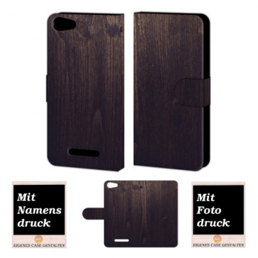 Wiko Lenny 2 Holz Optik Handy Tasche Hülle Foto Bild Druck