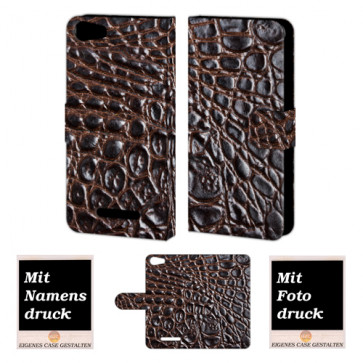 Wiko Lenny 2 Krokodil Optik Handy Tasche Hülle Foto Bild Druck