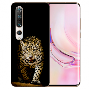 Xiaomi Mi 10 Pro Silikon TPU Handy Hülle mit Fotodruck Leopard beim Jagd 