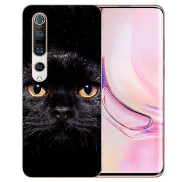 Xiaomi Mi 10 Pro Schutzhülle TPU Silikon mit Fotodruck Schwarz Katze