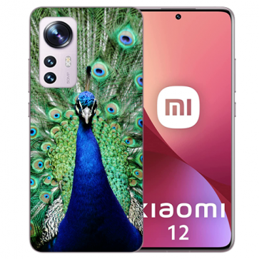 Silikon TPU Schutzhülle mit Pfau Bilddruck für Xiaomi 12 (5G) Etui