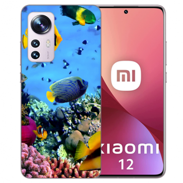 Flip Case Silikoncover TPU Bilddruck Korallenfische für Xiaomi 12 (5G) 