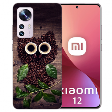 Silikoncover Case TPU Schale für Xiaomi 12 (5G) Bilddruck Kaffee Eule 