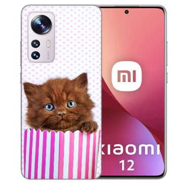 Schutzhülle TPU Silikoncover Bilddruck Kätzchen Braun für Xiaomi 12 (5G) 