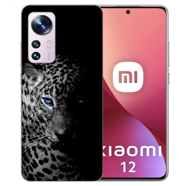 Silikon Cover TPU für Xiaomi 12 (5G) Bilddruck Leopard mit blauen Augen