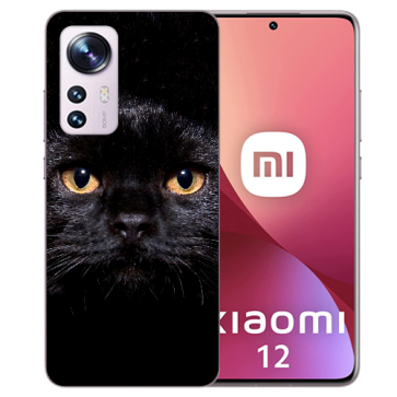 Silikon TPU Schutzhülle mit Schwarze Katze Bilddruck für Xiaomi 12 (5G) Etui