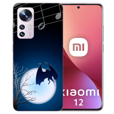 Silikoncover Case TPU Etui für Xiaomi 12 (5G) Bilddruck Fledermausmond