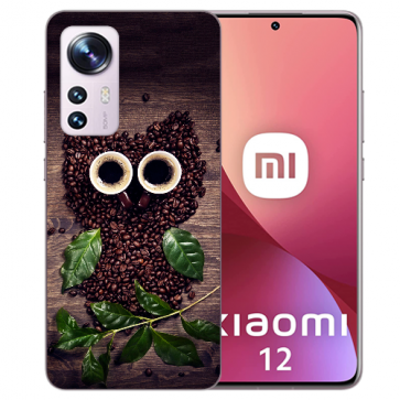 TPU Silikoncover Case Fotodruck Kaffee Eule für Xiaomi 12 Pro (5G) Etui