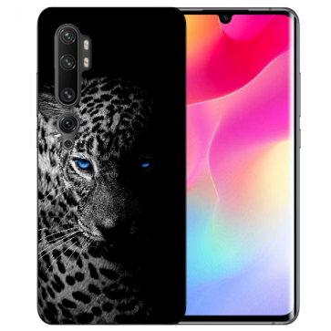 Xiaomi Mi CC9 Pro Silikon TPU Hülle mit Fotodruck Leopard mit blauen Augen 