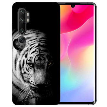 Silikon TPU Hülle mit Fotodruck Tiger Schwarz Weiß für Xiaomi Mi CC9 Pro