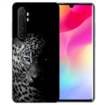 Xiaomi Mi Note 10 Lite Silikon TPU Hülle mit Bilddruck Leopard mit blauen Augen 