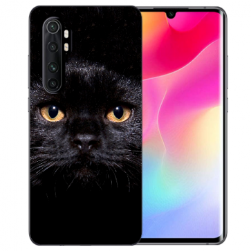 Silikon TPU Hülle für Xiaomi Mi Note 10 Lite mit Bilddruck Schwarz Katze