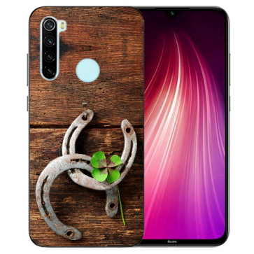 XIAOMI Redmi Note 8 TPU Hülle mit Fotodruck Holz hufeisen Etui