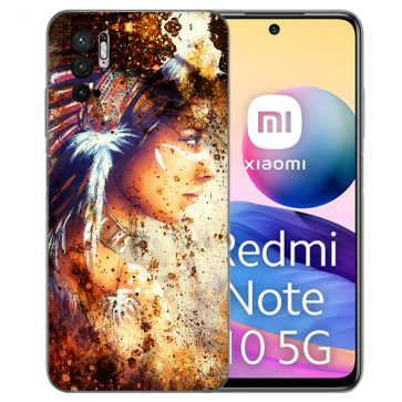 Schutzhülle TPU für Xiaomi Redmi Note 10 5G Indianerin Porträt Fotodruck 