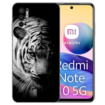 Schutzhülle TPU für Xiaomi Redmi Note 10 5G Fotodruck Tiger Schwarz Weiß