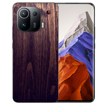 Xiaomi Mi 11 Pro Handy Hülle Silikon TPU mit Fotodruck Holzoptik dunkelbraun Xiaomi Mi 11 Pro Handy Hülle Silikon TPU mit Fotodruck Holzoptik dunkelbraun
