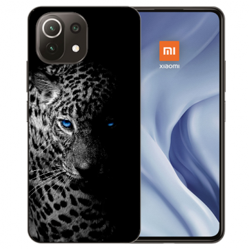 Xiaomi Mi 11 Handy Hülle Silikon TPU mit Bilddruck Leopard mit blauen Augen