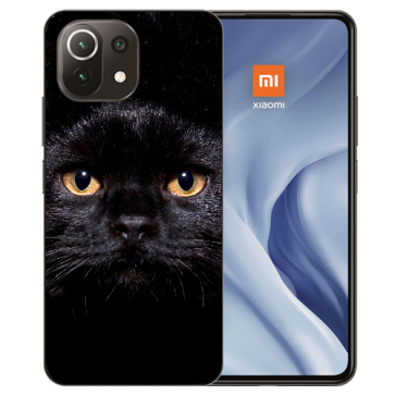 Xiaomi Mi 11 Lite Handy Hülle Silikon TPU mit Schwarze Katze Bilddruck 