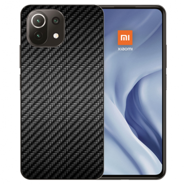 Handy Hülle Silikon TPU für Xiaomi Mi 11 mit Fotodruck Carbon Optik