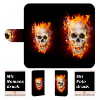 Samsung Galaxy J4 Plus (2018) Schutzhülle mit Totenschädel - Feuer Bild Druck