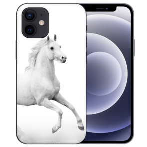 Schutzhülle für iPhone 12 mini Handy Case mit Pferd Bild Namendruck 