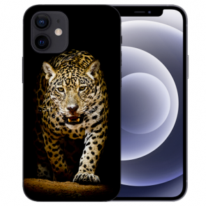 Handy Schutzhülle mit Fotodruck Leopard beim Jagd für iPhone 12 mini