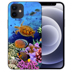 iPhone 12 mini Handy Schutzhülle mit Fotodruck Aquarium Schildkröten