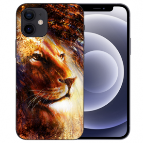 iPhone 12 mini Handy Schutzhülle Tasche mit Bilddruck LöwenKopf Porträt