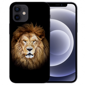 Handy Schutzhülle für iPhone 12 mini Case mit Löwenkopf Bild Namendruck 