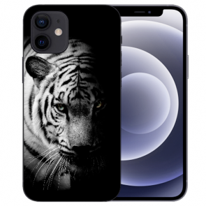 Handy Schutzhülle mit Fotodruck Tiger Schwarz Weiß für iPhone 12 mini
