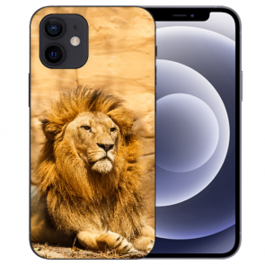 Handy Schutzhülle für iPhone 12 mini Case mit Bild Namendruck Löwe 