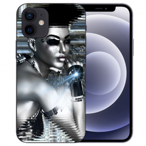 iPhone 12 mini Handy Schutzhülle Tasche mit Fotodruck Robot Girl