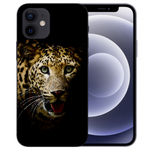 Schutzhülle für iPhone 12 mini Handy Case mit Leopard Bild Namendruck 