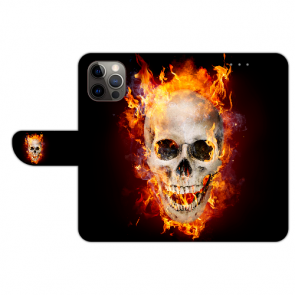 Handy Hülle Tasche Etui Bilddruck Totenschädel Feuer für iPhone 14 Plus