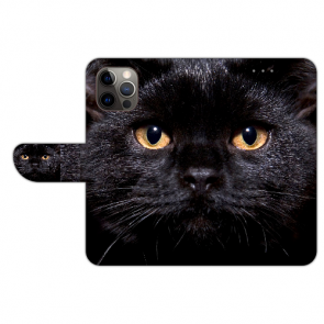 Handy Tasche für iPhone 14 Pro Max Fotodruck Schwarz Katze