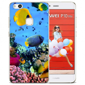 Huawei P10 Lite Silikon TPU Hülle mit Bilddruck Korallenfische Etui