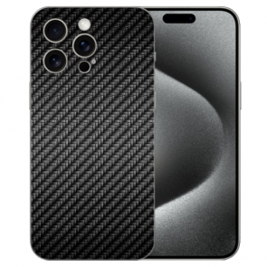 Silikon Schutzhülle für iPhone 15 Pro mit eigenem Fotodruck Carbon Optik Cover