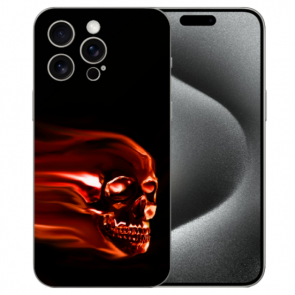 Flipcase Schutzhülle mit eigenem Fotodruck Totenschädel für iPhone 15 Pro Hülle