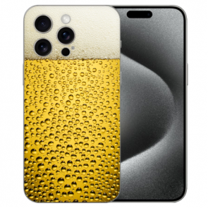Personalisierte TPU Handy Hülle für iPhone 15 Pro mit eigenem Fotodruck Bier