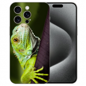 Schutzhülle Silikon Cover Case für iPhone 15 Pro mit eigenem Fotodruck Eidechse Hülle