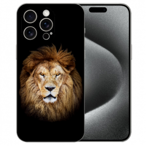 Silikon Handy Hülle Etui mit eigenem Fotodruck Löwenkopf für iPhone 15 Pro Hülle
