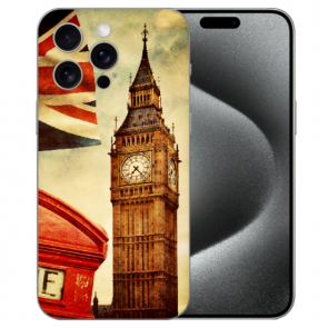 Silikon Personalisierte Handy Hülle für iPhone 15 Pro Max mit eigenem Bilddruck Big Ben London