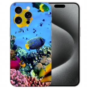 Individuelle TPU Handy Schale mit eigenem Fotodruck Korallenfische für iPhone 15 Pro Hülle