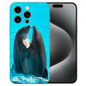 TPU Personalisierte Handy Hülle für iPhone 15 Pro mit eigenem Fotodruck Delfine