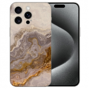 TPU Silikon Handy Schutzhülle für iPhone 15 Pro Max mit eigenem Bilddruck Grauer Marmor