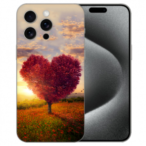 Silikon Individuelle Schale Case mit eigenem Fotodruck Herzbaum für iPhone 15 Pro Max 